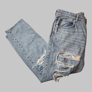 H&M & Denim Low Waist Boyfriend Womens Sz 14 Jeans, Distressed, Button Fly